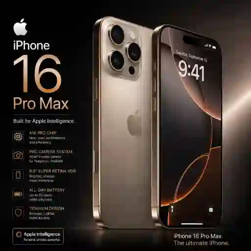 Apple iPhone 16 Pro Max in Desert Titanium featuring a premium design, advanced triple-camera system, and flagship performance in the Best Smartphones 2026 guide.